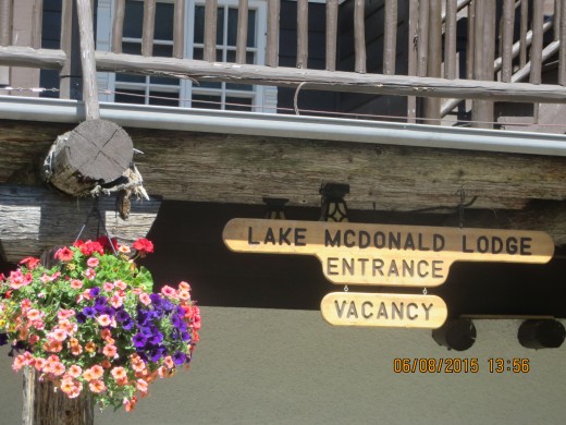 SIMPLE ENTRANCE TO LAKE MCDONALD LODGE.  THE REAL FRONT ENTRANCE IS ON THE LAKE SIDE.