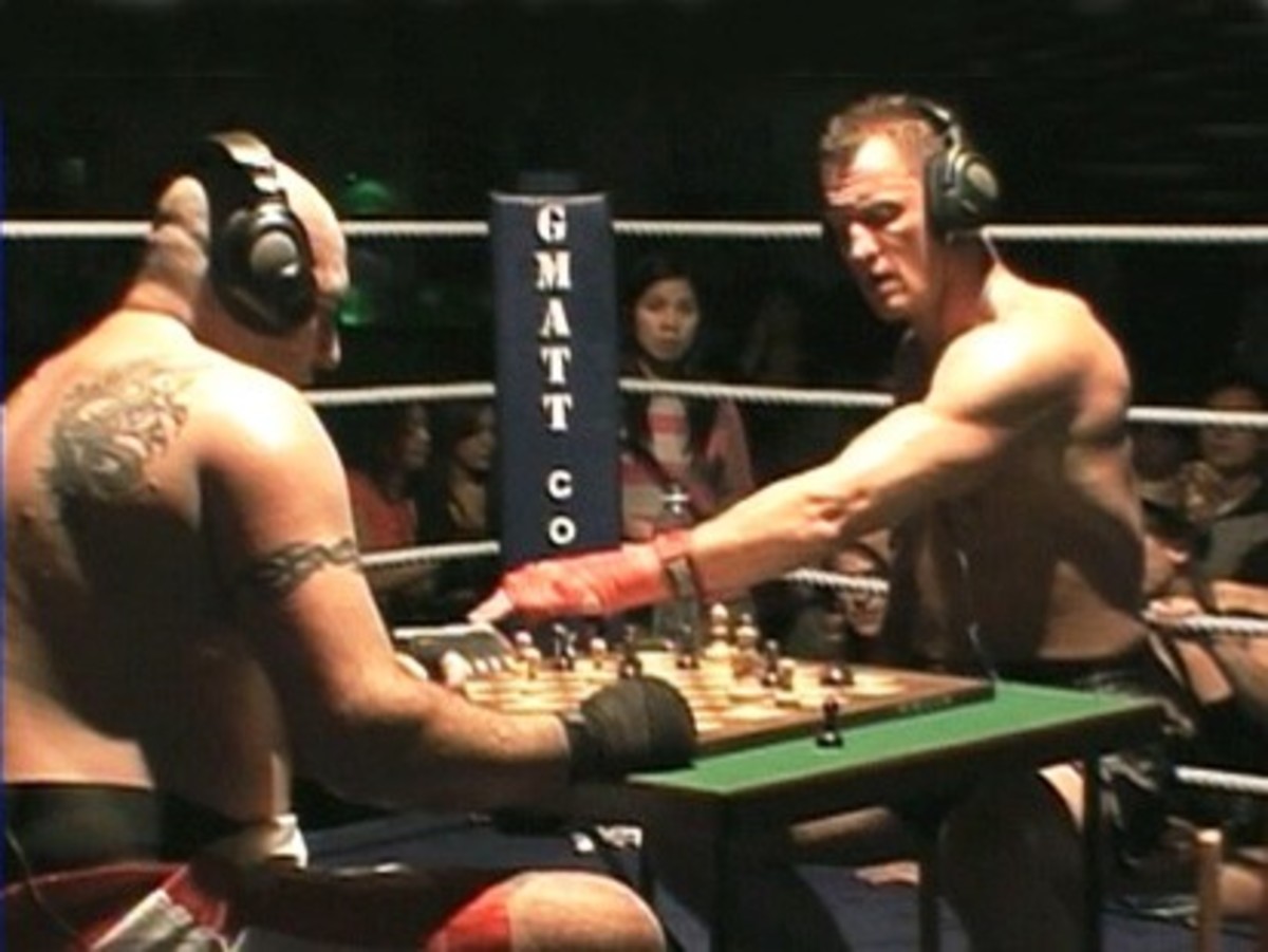 Chess game during chess boxing match