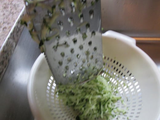 Grating the zucchini