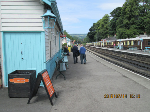 Back to Grosmont Station again with time on my hands. I'd had a tea and biscouits in the cafeteria on the down platform and was now ready to carry on. This is looking east toward Whitby (next station Sleights) 