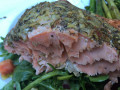 Delicious Grilled Side of Salmon with Butter, Herbs and Lemon on Kamado