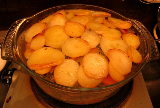 Cook uncovered for a further ten minutes so the potatoes are crisp.