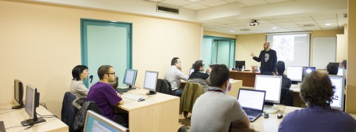 A professor lecturing in class.