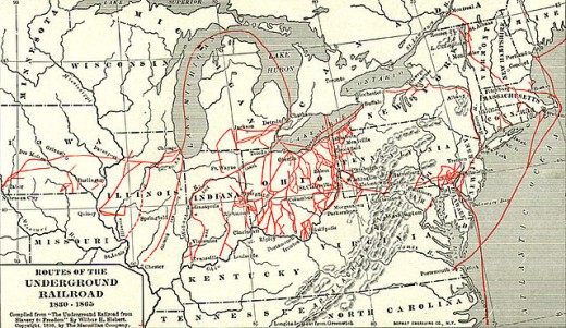 Map of the Underground Railroad 