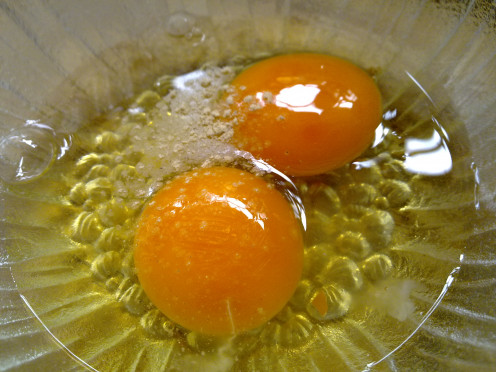 2 eggs with salt and pepper