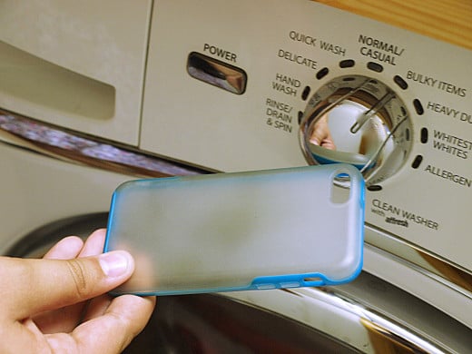 A run through the machine's gentle cycle will remove light, but not tough, stains from your phone case.