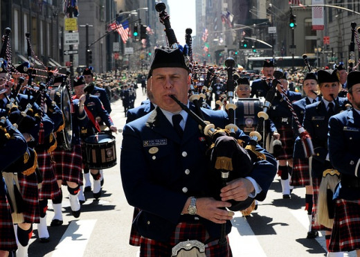 NYC Irish Pipers on St, Patrick's Day.