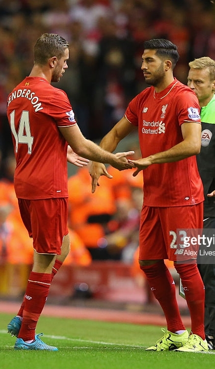 Liverpool captain Jordan Henderson being replaced by Emre Can