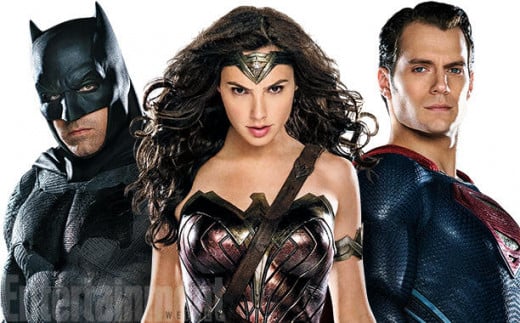 Ben Affleck as Batman, Gal Gadot as Wonder Woman, and Henry Cavil as Superman in DC's Cinematic Universe