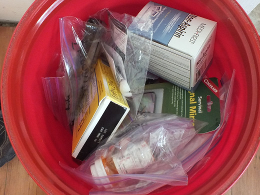 A Medical Emergency Bucket Should Be Part of Every Survival Kit. We Have Allergies, so Notice the Epi-Pen.