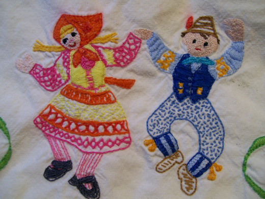 Detail on Embroidered pillow case.