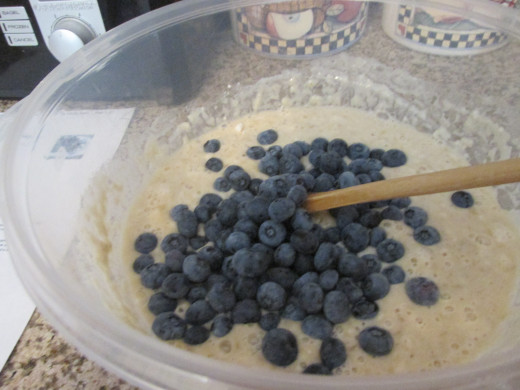 Batter with blueberries