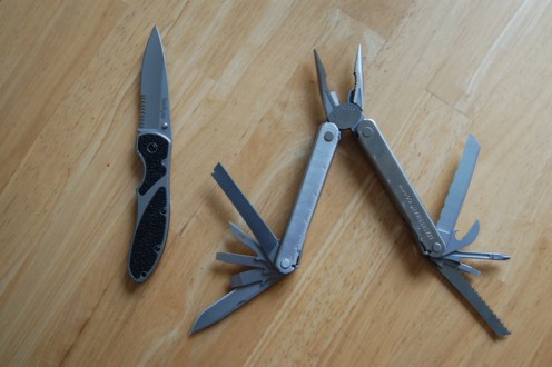 This picture is of my Leatherman Core Multi-tool, and my Kershaw folding blade.  Both very fine knives in my opinion.