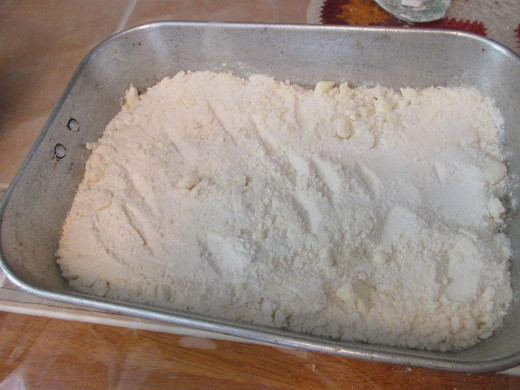 Bottom crust in the prepared pan.