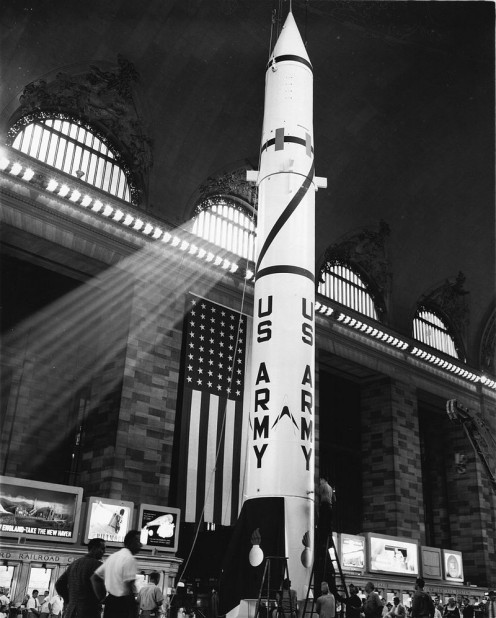 Redstone missile displayed in Grand Central Terminal, NYC on July 7, 1957