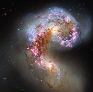 The best photo ever taken of the antennae galaxies, taken by the Hubble Telescope.