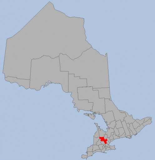 Map location of Wellington County, Ontario 