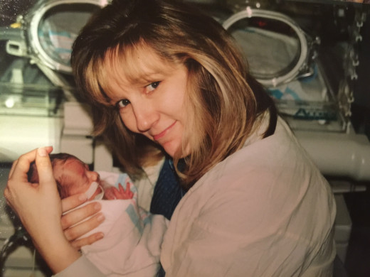Beautiful Graceful Marci with her daughter Delaney in the NICU.