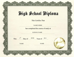 A sample high school diploma