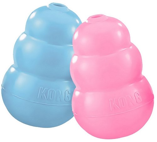 The Kong Puppy Chew Toy Comes in Blue and Pink. Both Colors are Equally Durable