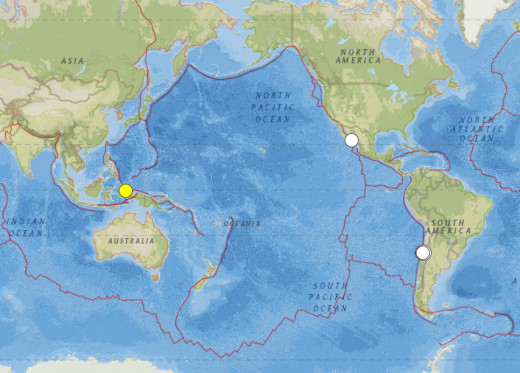 Worldwide earthquakes of 6.6 magnitude or larger for September 2015.