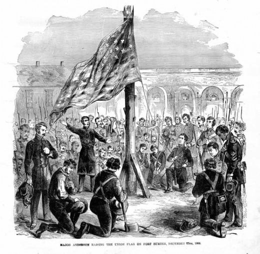 The U.S. flag lowering ceremony at Fort Sumter