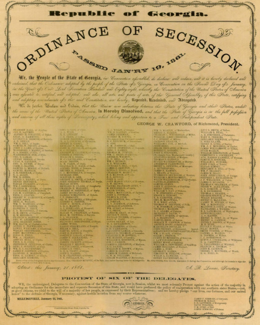 The Georgia Ordinance of Secession document