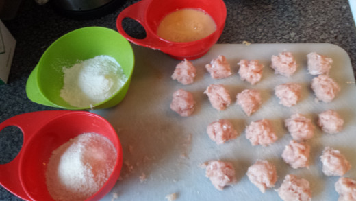Pureed Chicken Balls, All Ready To Coat And Cook