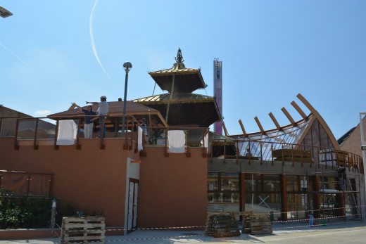 Nepal Pavillion, still under construction when we visited the EXPO.