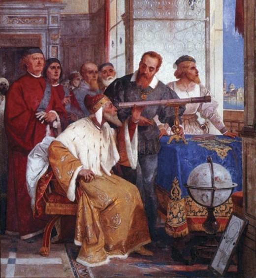Galileo showed the Doge of Venice how to use the telescope (Fresco by Giuseppe Bertini)
