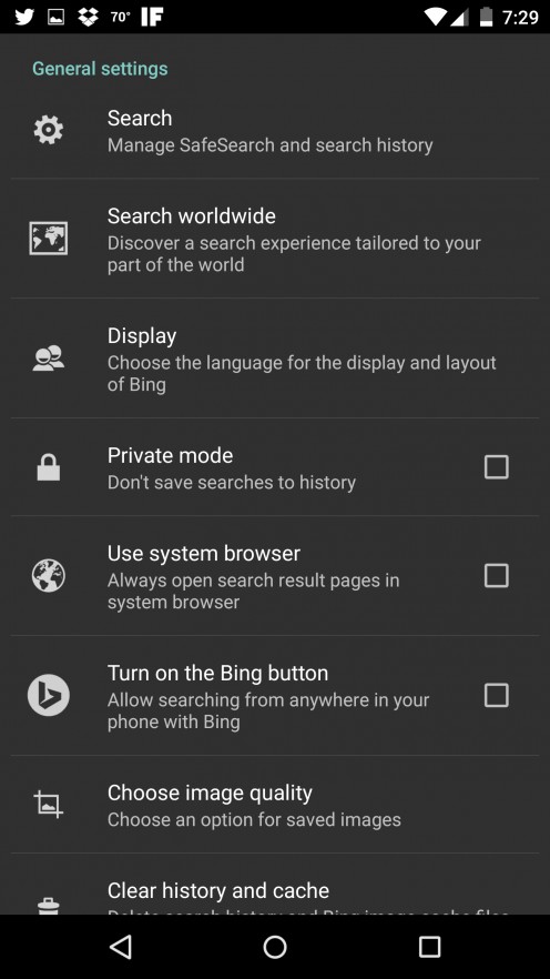 Turn On Bing Button