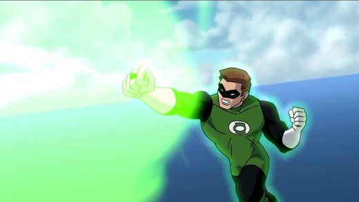 Hal Jordan, aka the Green Lantern, attacks the Centre in "Justice League: The New Frontier"