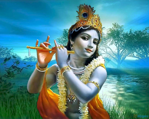 Sri Krishna playing the flute