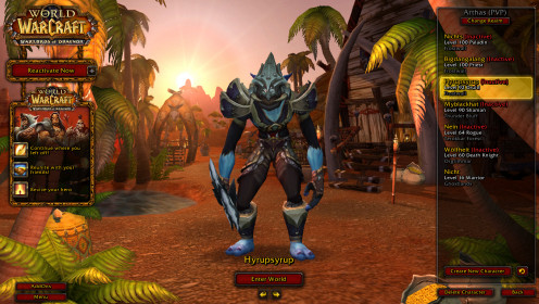 This is my restoration Druid from WoD, only a level 92, but the experience came from Mist of Pandaria (MoP). Also, yes. My account is no longer active at the moment due to the down time of the WoW season. 