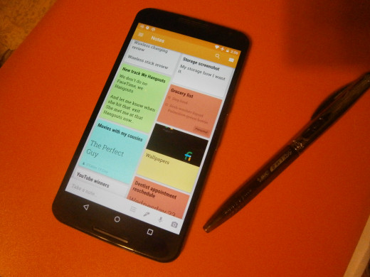 Google Keep app on the Nexus 6