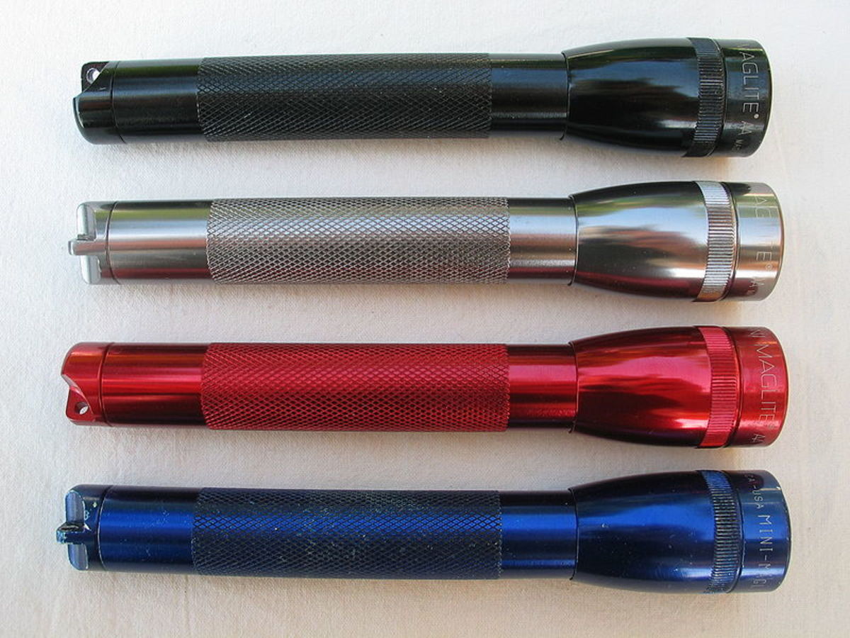 Maglites in various colors. These versions take two AA cells
