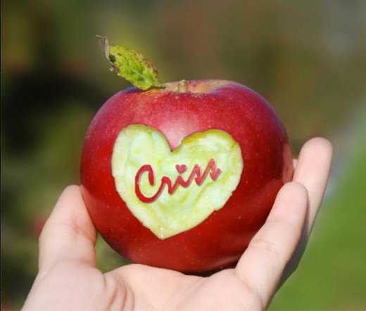 Carving is an art - So, I carved my name on the apple!