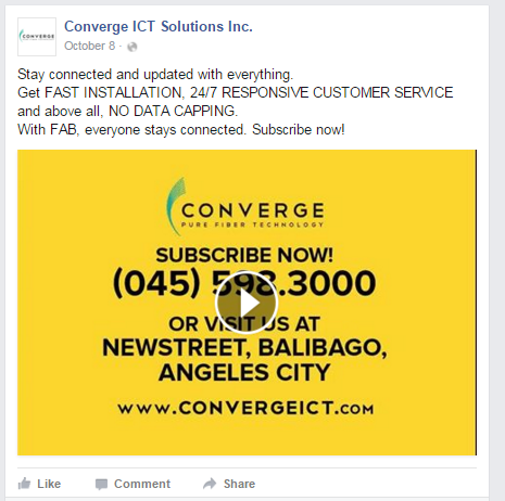 Converge ICT Solutions offfers no data caps for their subscribers.