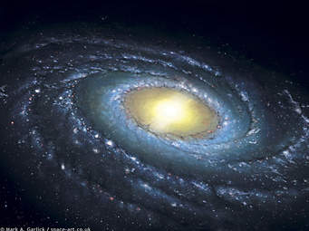 artist rendition of view of our galaxy from space