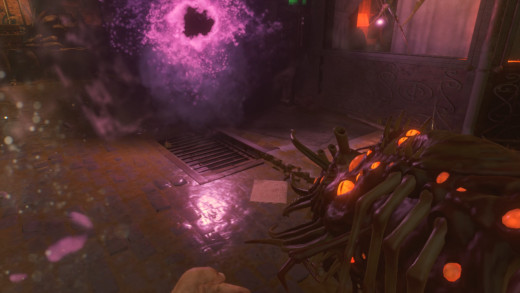 The Apothicon Servant shoots black holes, which suck in zombies and other creatures. The Apothicon Servant shoots black holes, which suck in zombies and other creatures.