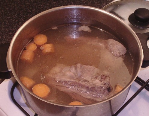 Boiled down beef bones stock