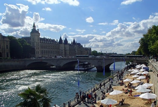 Paris Plages - sandy beaches along the Seine - first opened in 2002.  The beaches are extremely popular with Parisians and visitors during the summer months.