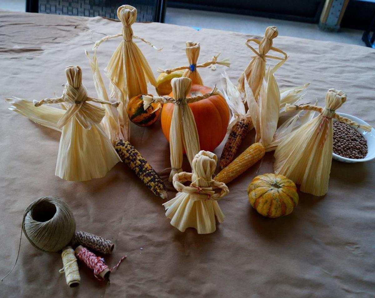 Corn Husk Dolls, fashioned out of the trash from corn, made the pioneer and native way! 