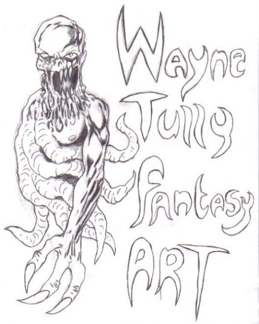 A fantasy demon sketch which would turn out to be my temporary blog header at waynetullyfantasyart.blogspot.com