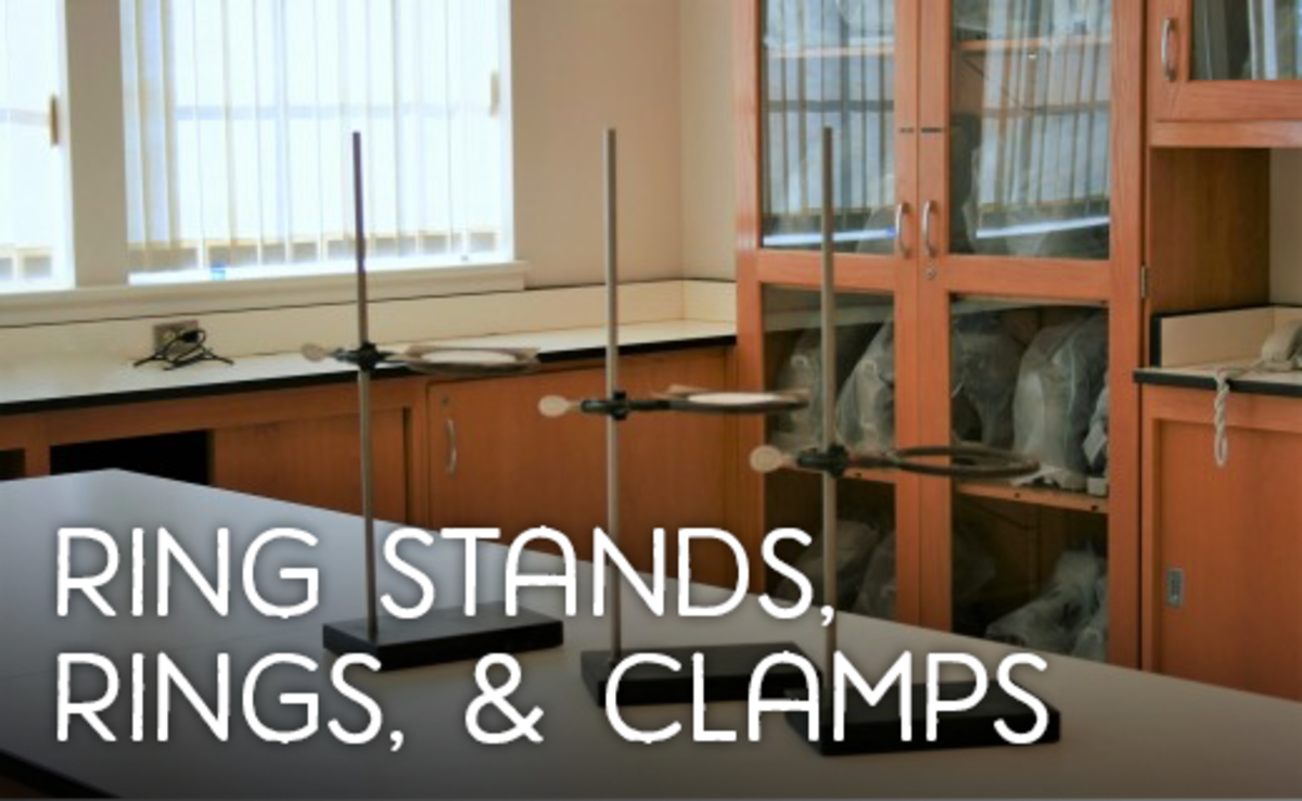 Ring stands with rings attached