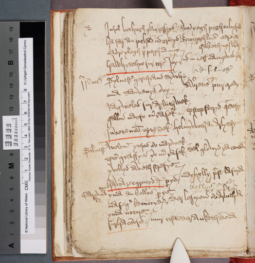 Manuscript of Beunans Meriasek, the Life of St. Meriasek- f.56v.  Middle Cornish Saint's play.