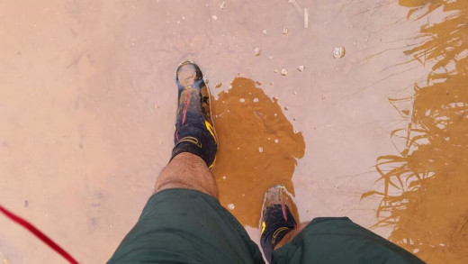 The remnants of a hurricane provided favorable condition to play in the water. 