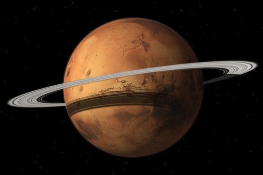 Depiction of Mar's with planetary rings.