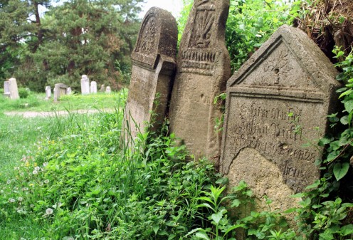 A few weathered graves of some vampires. 