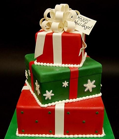 This cake is made Christmas presents the you would see under a Christmas tree.